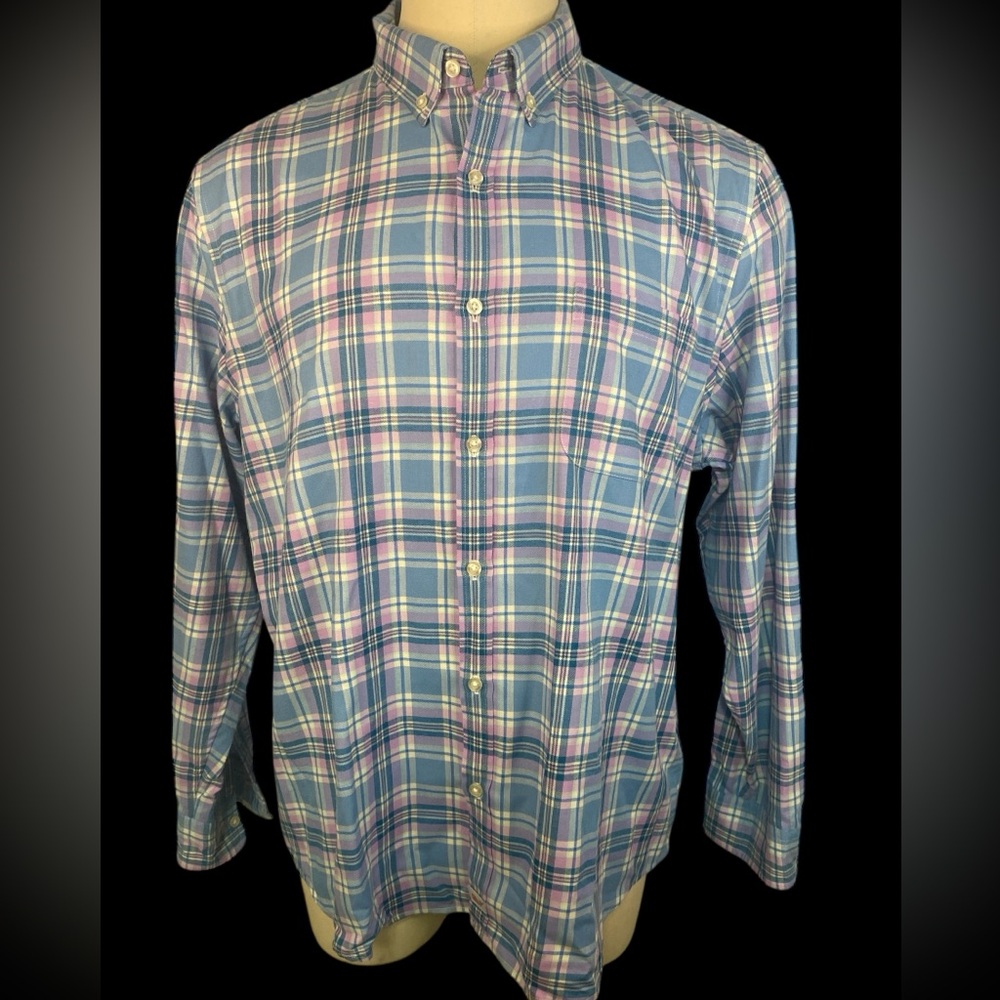 Vineyard Vines Slim Fit Blue Plaid Long Sleeve Button Up Shirt Men’s XXL